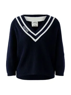 Oui Пуловер в студенческом стиле синий