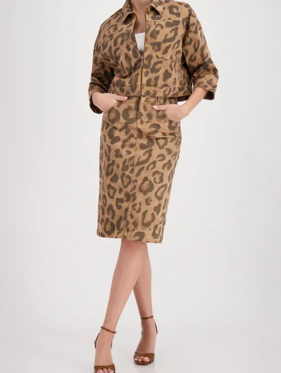 MONARI Юбка джинсовая с леопардовым принтом