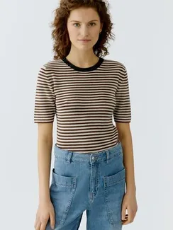 Oui Пуловер в полоску короткий рукав