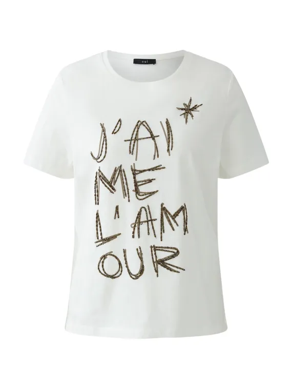 Oui Футболка с бусинами и пайетками