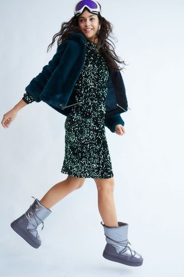 Oui Платье бархатное с пайетками