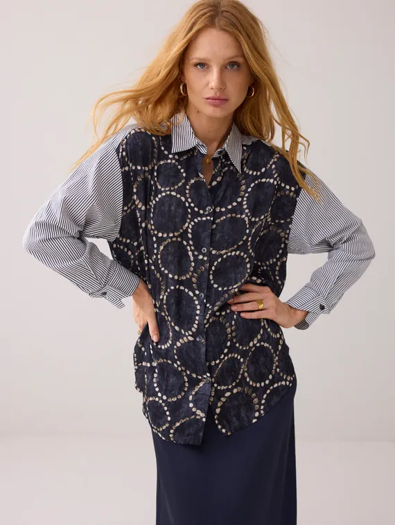 SUMMUM Блуза-рубашка из смесовой ткани