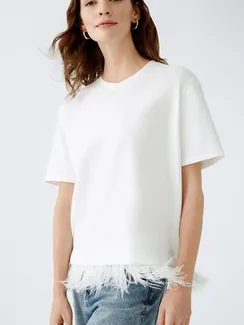 Oui Футболка с перьями