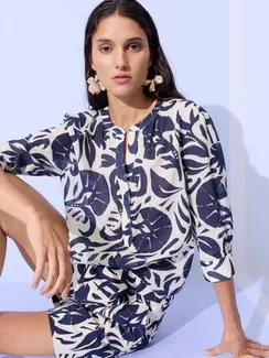 Oui Туника с темно-синим принтом