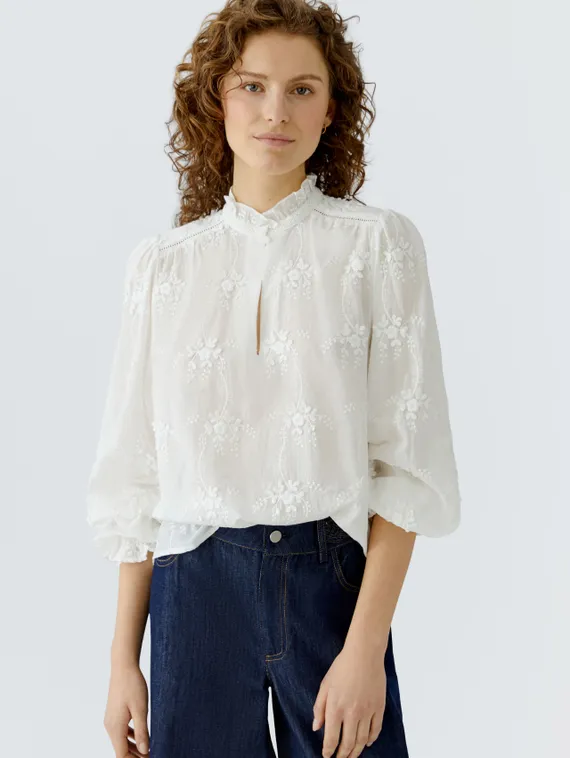 Oui Блузка с цветочной вышивкой