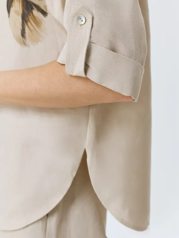 BULMER Льняная блузка с авторским принтом