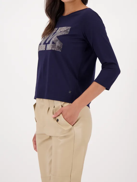 MONARI Футболка 3/4 рукав со стразами