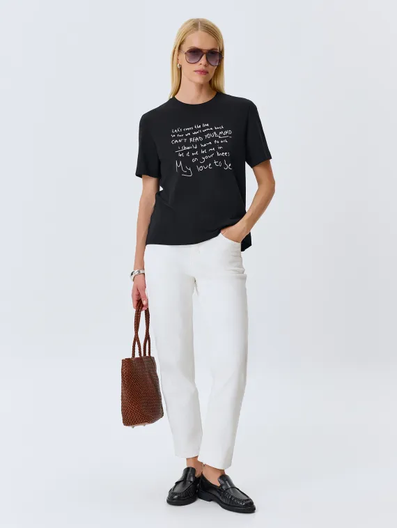 BULMER Черная футболка со шрифтовым принтом