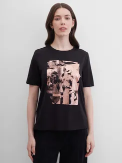 GERRY WEBER Футболка с абстрактным принтом черная