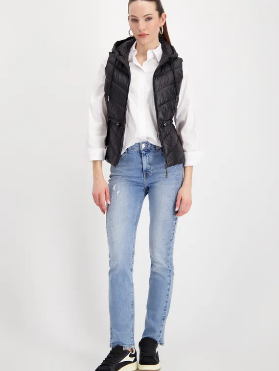 MONARI Стеганый жилет с капюшоном черный