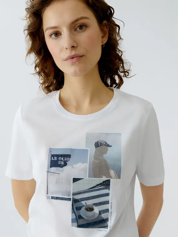 Oui Футболка с принтом и блестками