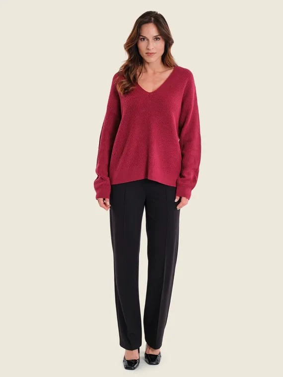 GERRY WEBER Свитер в красную ребристую отделку