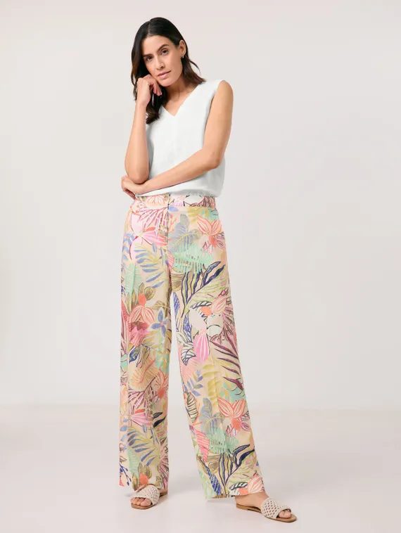 GERRY WEBER Брюки льняные с принтом