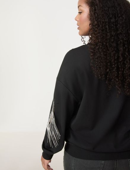 SAMOON Джемпер со стразами на рукавах