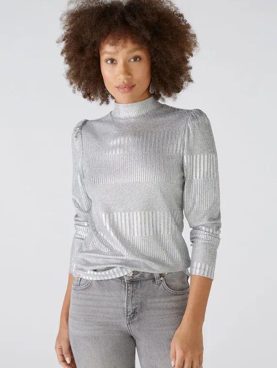 Oui Футболка с серебристым блеском