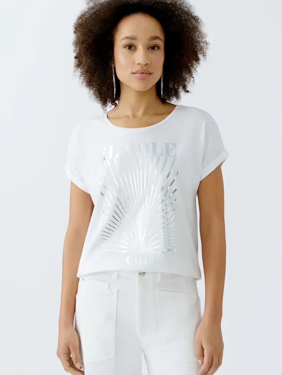 Oui Футболка с фольгированным принтом