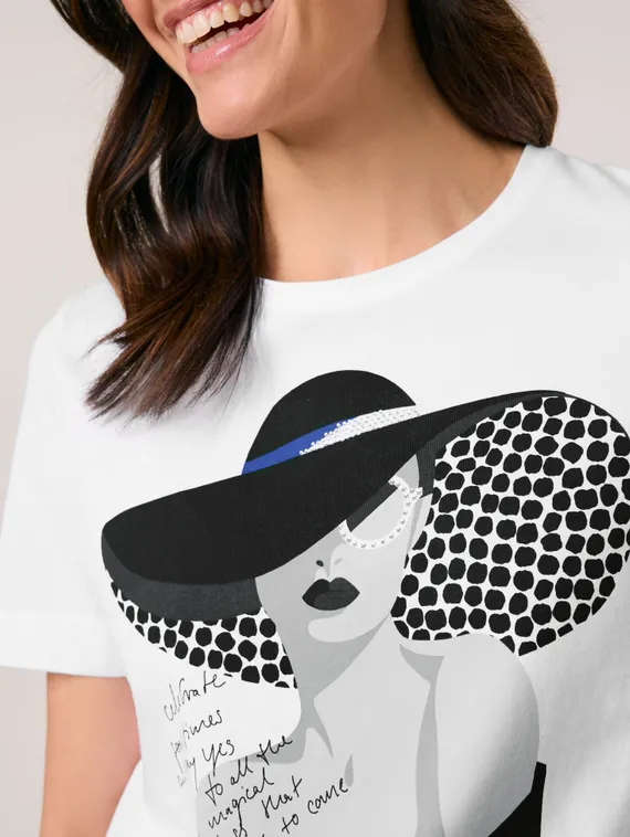 GERRY WEBER Футболка с надписью и стразами