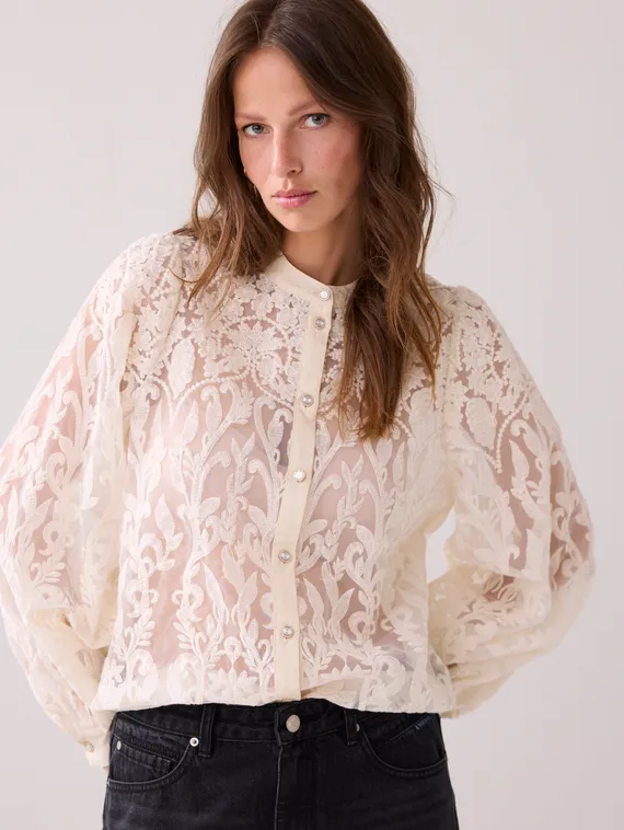 SUMMUM Прозрачная кружевная блуза