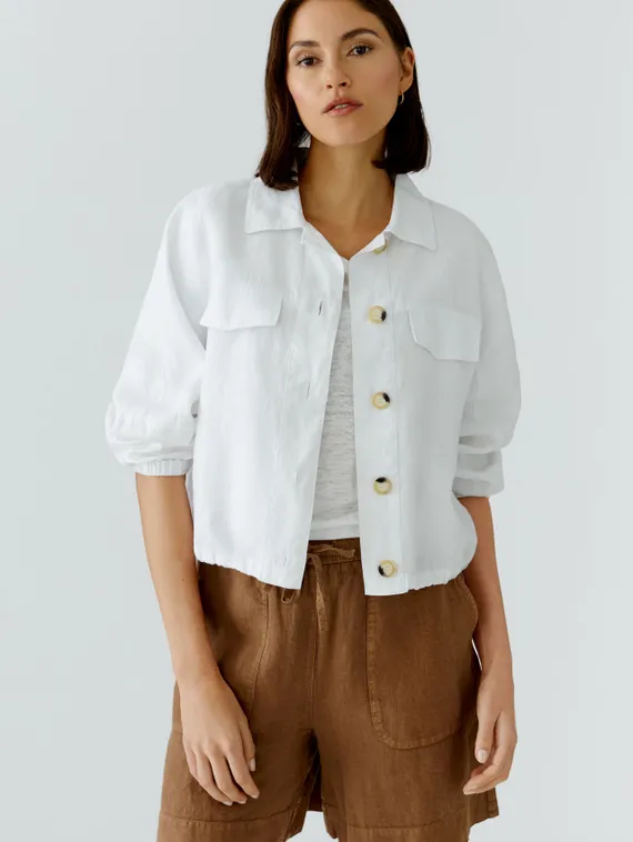 Oui Белая льняная куртка