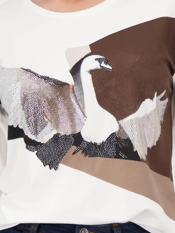 MONARI Блуза с принтом лебеди