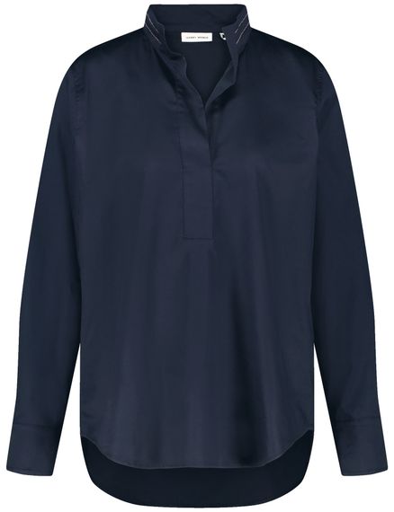 GERRY WEBER Блуза с воротником-стойкой синяя