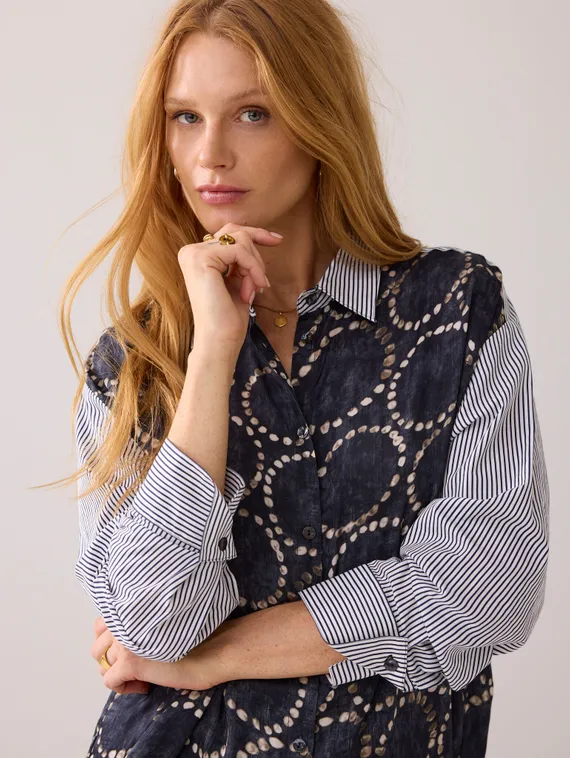 SUMMUM Блуза-рубашка из смесовой ткани