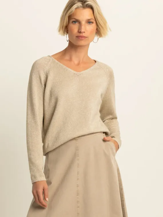 EXPRESSO Свитер с V-вырезом и люрексом