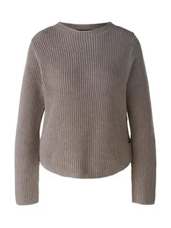 Oui Пуловер хлопковый с планкой на пуговицах