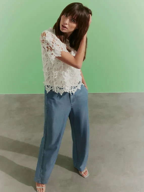 TAIFUN Кружевная блуза