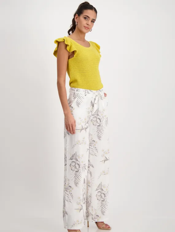 MONARI Брюки из хлопка и льна с цветочным принтом