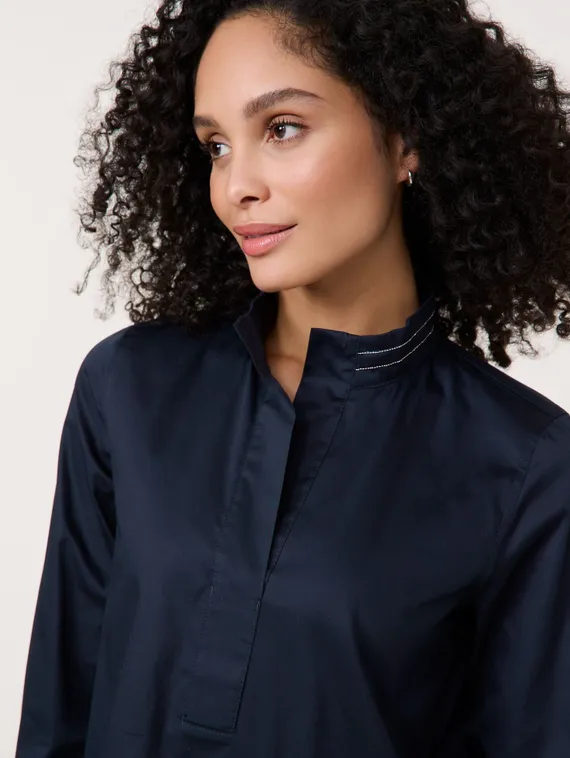 GERRY WEBER Блуза с воротником-стойкой синяя