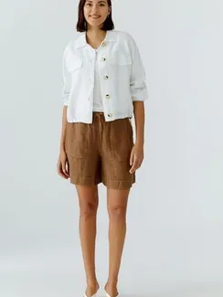 Oui Белая льняная куртка