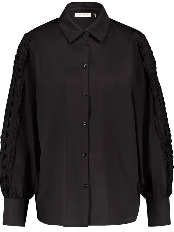 GERRY WEBER Рубашка с кружевными вставками черная