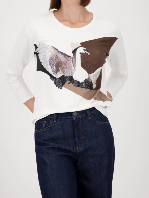 MONARI Блуза с принтом лебеди