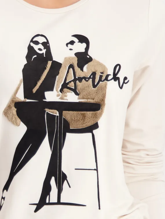 MONARI Лонгслив с меховыми аппликациями