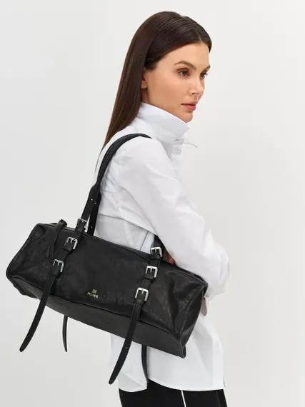 BULMER Сумка-багет черная из натуральной кожи