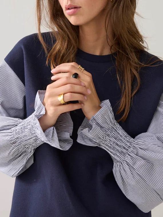 SUMMUM Толстовка с полосатыми рукавами