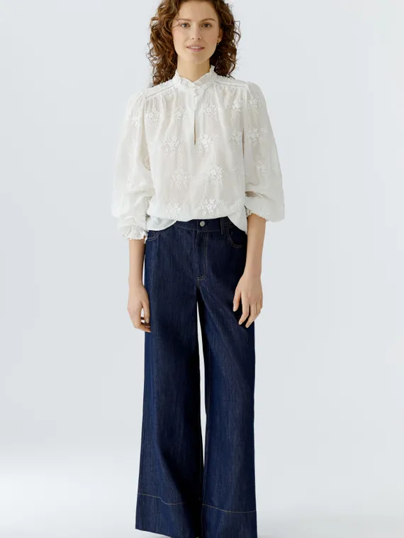 Oui Блузка с цветочной вышивкой