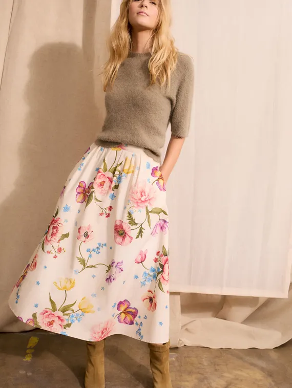 Oui Юбка миди с цветочным принтом