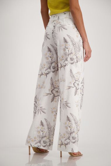 MONARI Брюки из хлопка и льна с цветочным принтом
