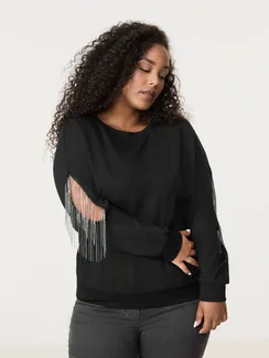 SAMOON Джемпер со стразами на рукавах