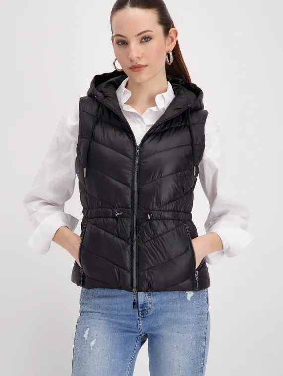 MONARI Стеганый жилет с капюшоном черный