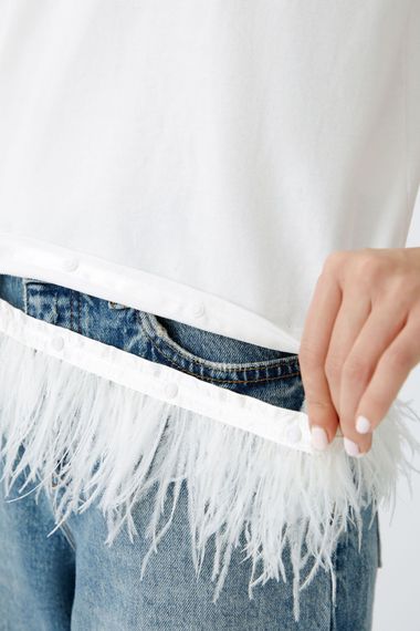 Oui Футболка с перьями