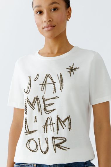 Oui Футболка с бусинами и пайетками