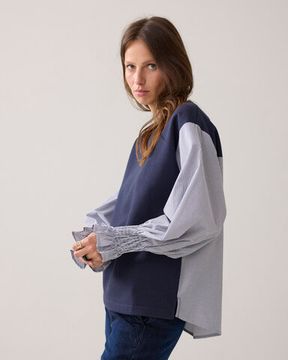 SUMMUM Толстовка с полосатыми рукавами