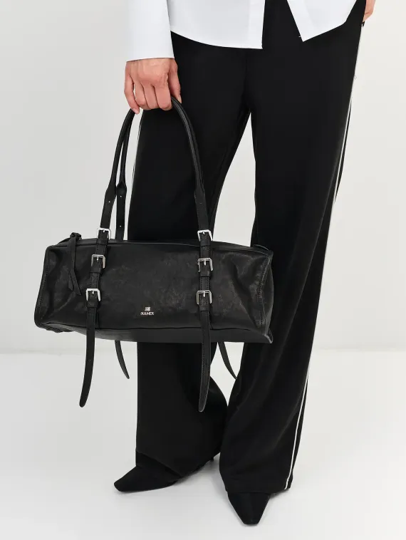 BULMER Сумка-багет черная из натуральной кожи