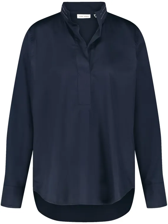 GERRY WEBER Блуза с воротником-стойкой синяя