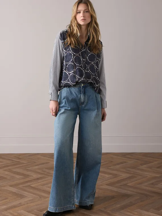 SUMMUM Блуза-рубашка из смесовой ткани