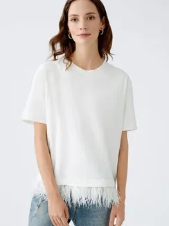 Oui Футболка с перьями