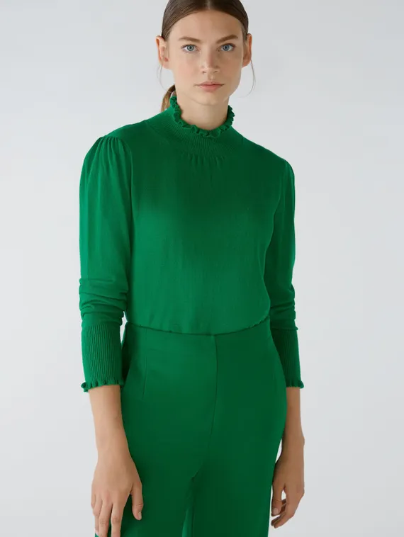 Oui Свитер из смесового хлопка с шелком и кашемиром